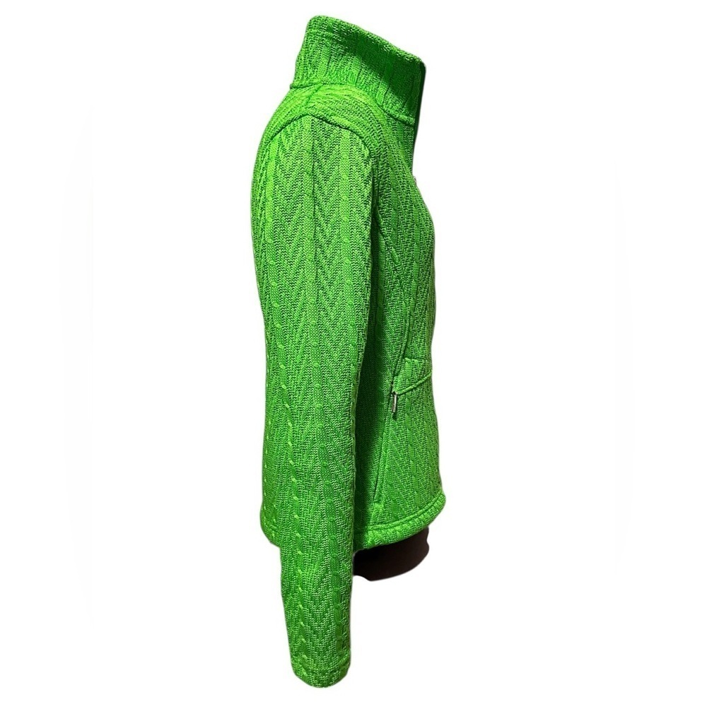 Spyder Major Cable Knit Neon Green Full Zip Fleece Lined Jacket Coat Size XS - Picture 6 of 13